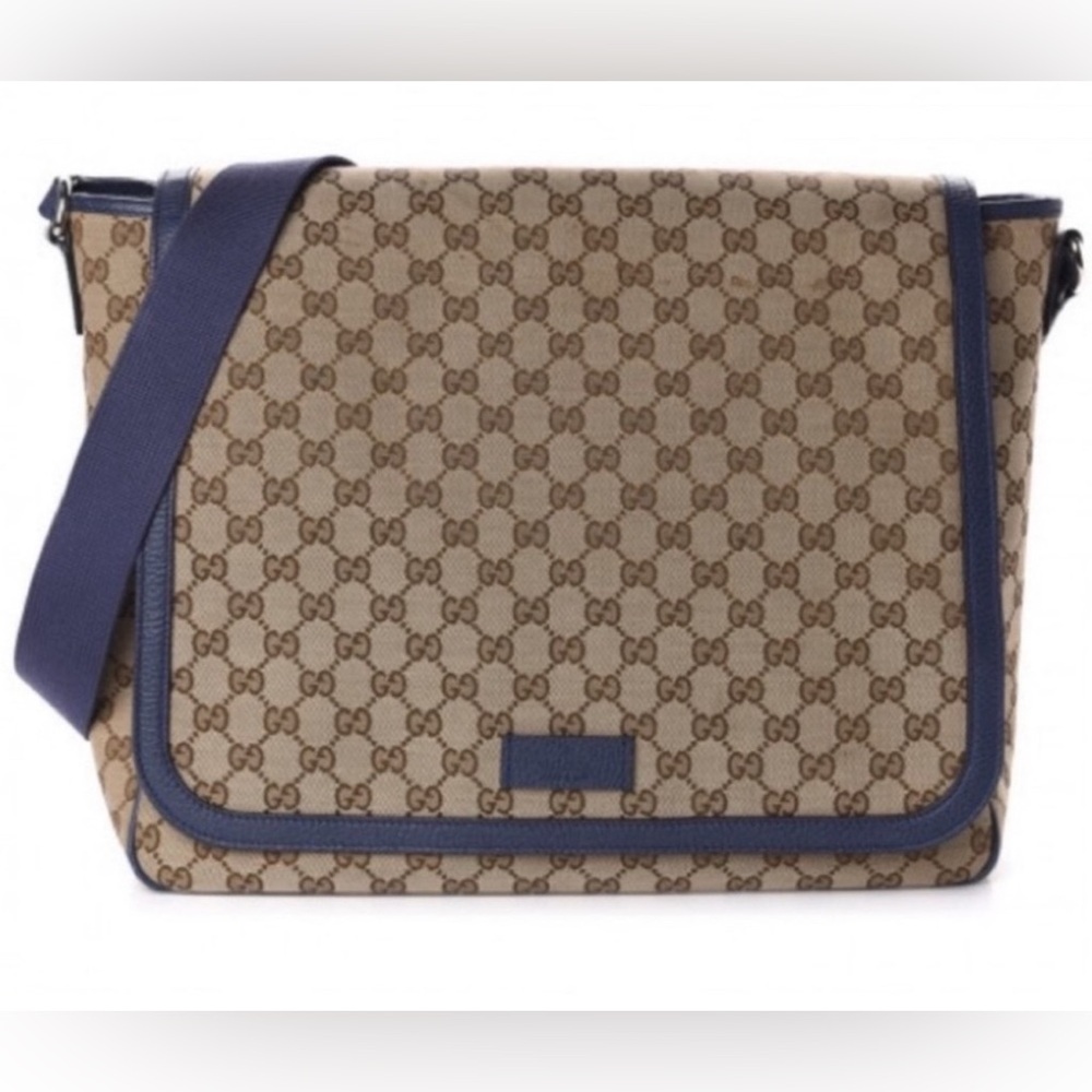Gucci 510340 Monogram GG Canvas Convertible Diaper Bag in Blue